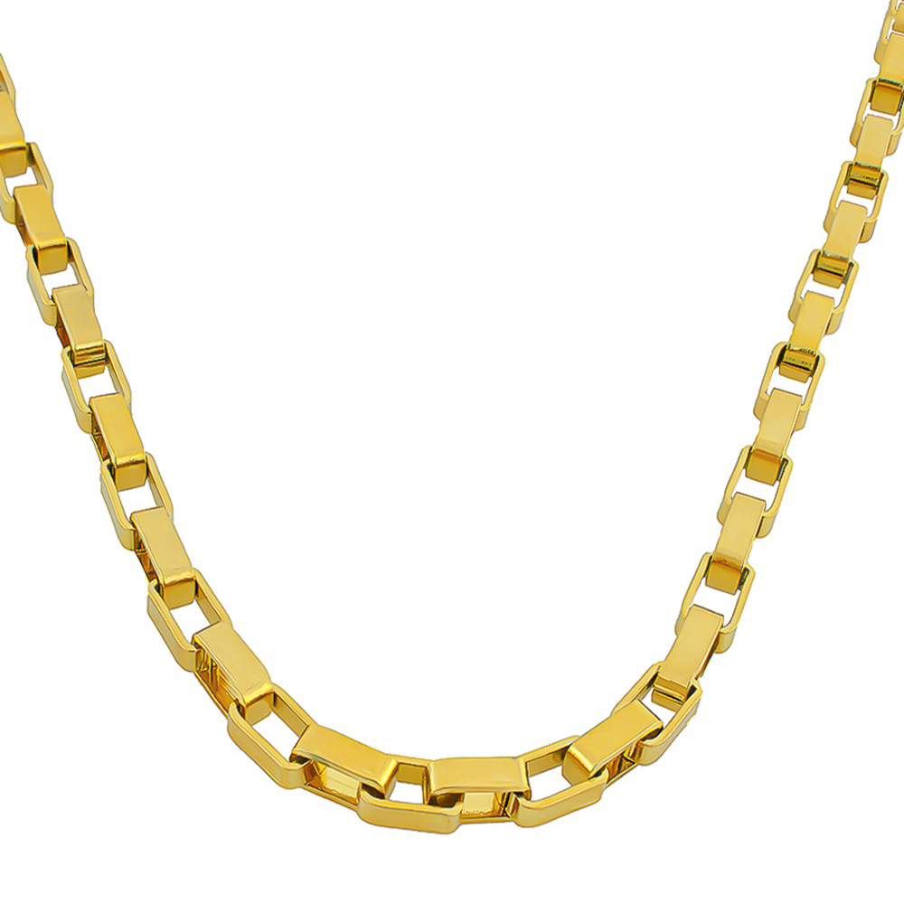 گردنبند استیل مدل آجری طلایی